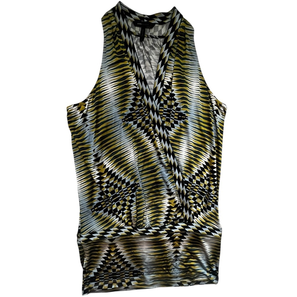 BCBGMaxAzria Multicolor Deep Neck Geometric Dress NWOT M - Picture 6 of 9
